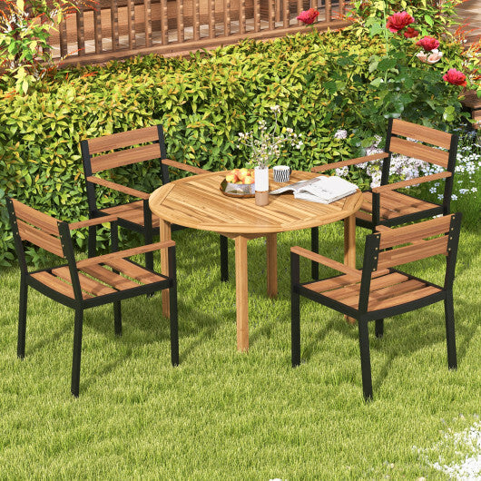 4-Person Large Round Outdoor Dining Table W2B