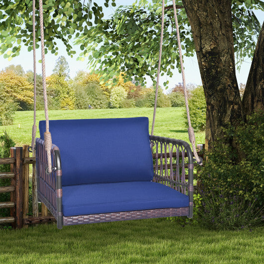 Single Person Hanging Seat with Seat and Back Cushions-Navy W2B