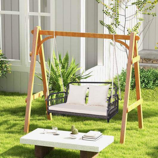 2-Person Outdoor Hanging Chair with Ropes-Gray W2B