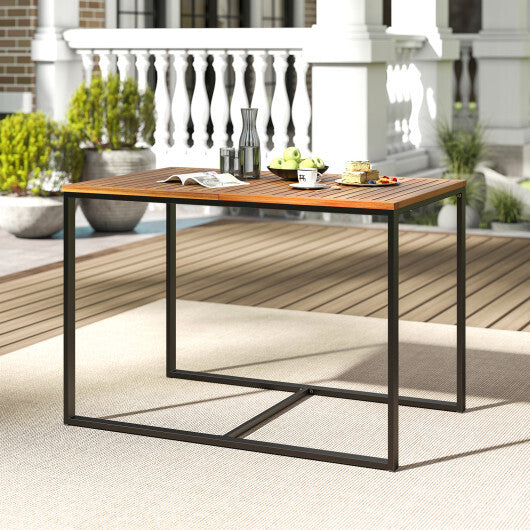 Acacia Wood Patio Dining Table with Metal Frame-Navy W2B