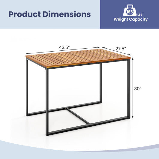 Acacia Wood Patio Dining Table with Metal Frame-Navy W2B
