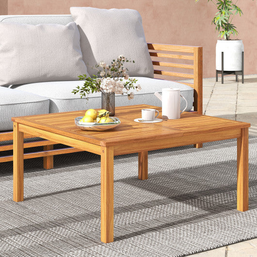 35.5 Inches Patio Solid Acacia Wood Coffee Table Side Table