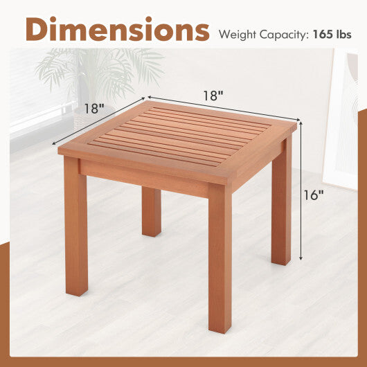 18 Inch Square End Outdoor Adirondack Side Table with Slatted Tabletop W2B