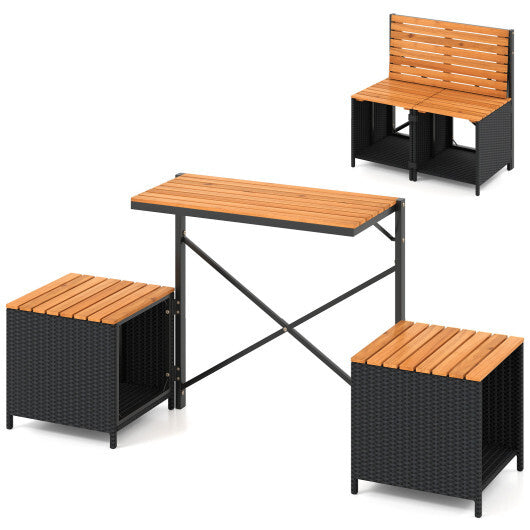 2-in-1 Transforming Picnic Table and Chairs Set with Storage W2B
