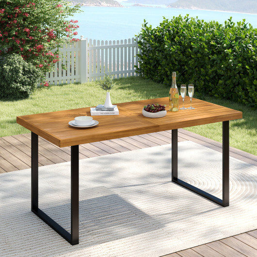 Acacia Wood Dining Table for 6 People Wooden Rectangular Table W2B