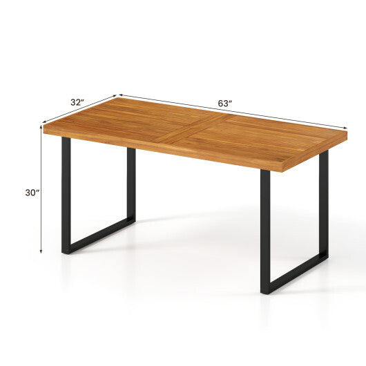 Acacia Wood Dining Table for 6 People Wooden Rectangular Table W2B