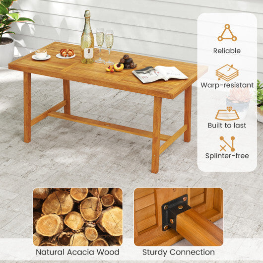 Acacia Wood Dining Table for 6 People Heavy-Duty Indoor Outdoor W2B