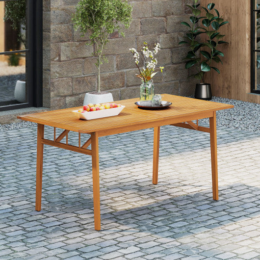 Outdoor Wooden Dining Table with Umbrella Hole and Stable Base W2B
