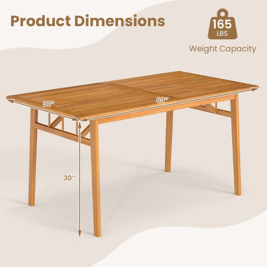 Outdoor Wooden Dining Table with Umbrella Hole and Stable Base W2B