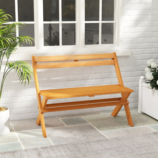 2-Person Acacia Wood Patio Garden Bench with 800 lbs Capacity W2B
