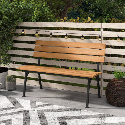 47 Inch Outdoor Acacia Wood Bench with Metal Frame and Slatted Seat W2B