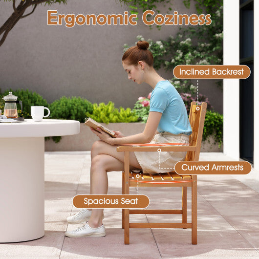 5-Piece Square Patio Dining Set for 4 with Acacia Table & Armchairs for Outdoor W2B