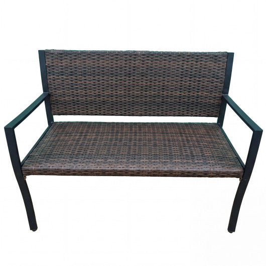 Patio Sun-Proof Rattan Loveseat with Soft Sponge Seat-Brown W2B