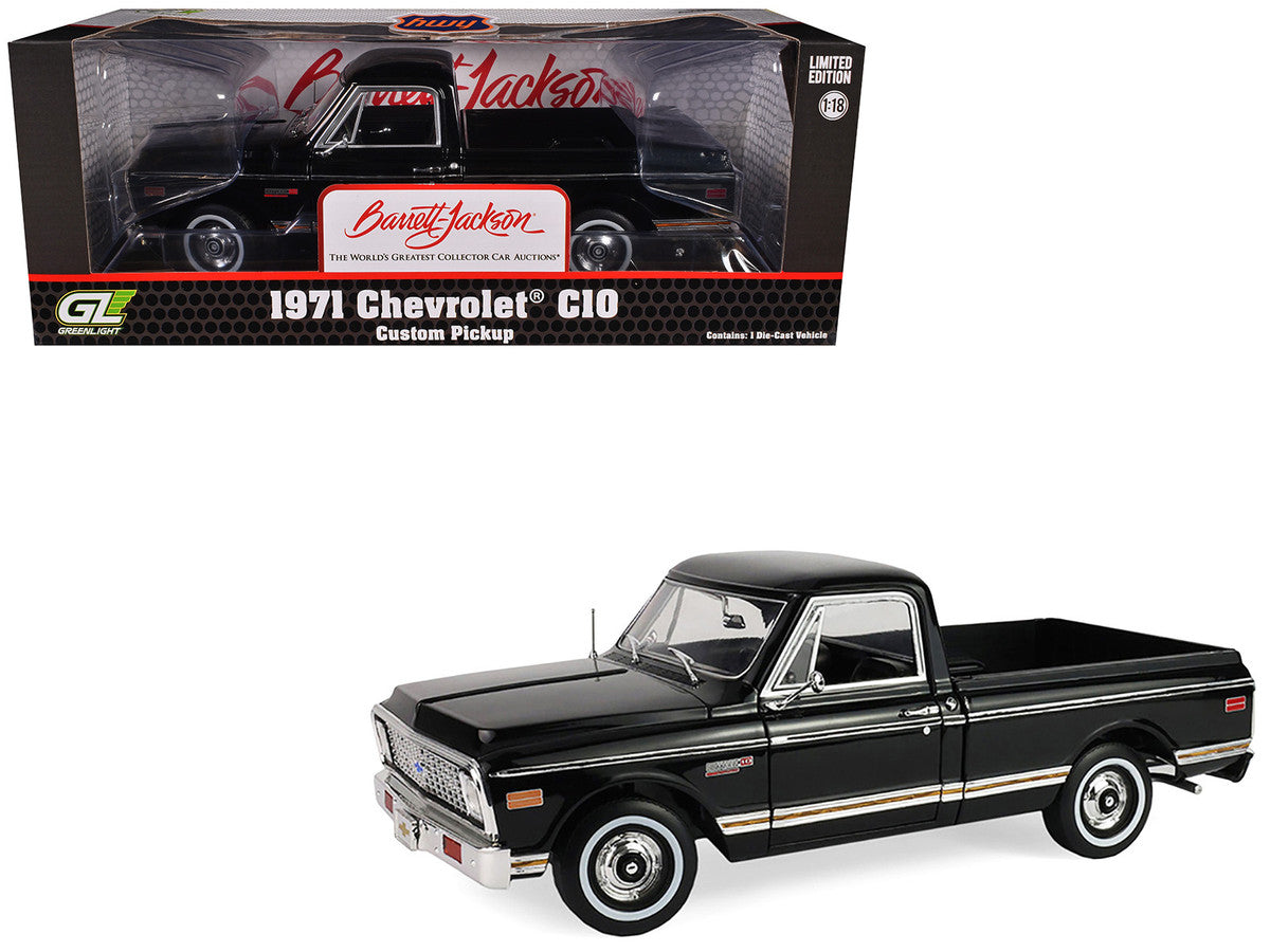 1971 Chevrolet C-10 Custom Pickup Truck Black "Barrett-Jackson - Scottsdale 2024" 1/18 Diecast Model Car by Highway 61-2