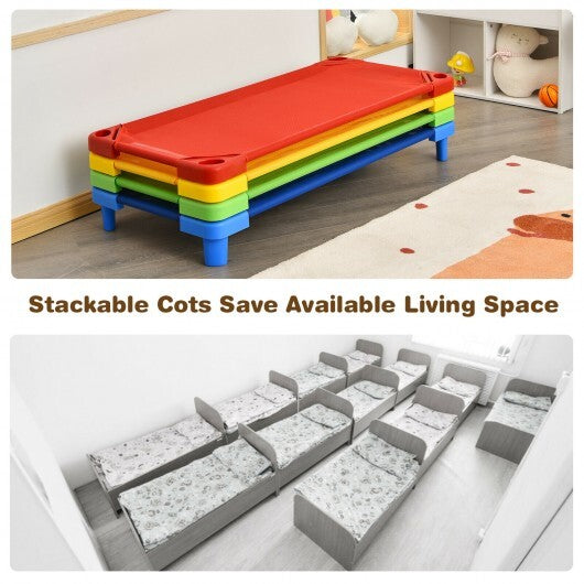 Pack of 4 Colorful Kids Stackable Naptime Cot W2B