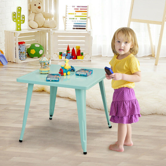 27 Inch Kids Square Steel Table Play Learn Activity Table-Blue W2B