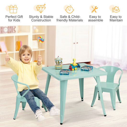 27 Inch Kids Square Steel Table Play Learn Activity Table-Blue W2B