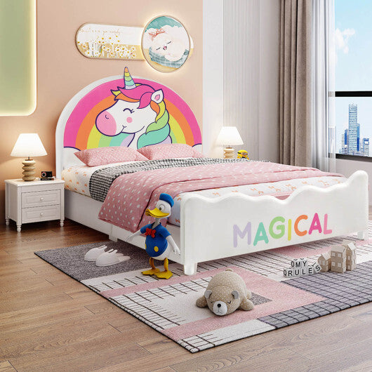Children Twin Size Upholstered Platform Single Bed