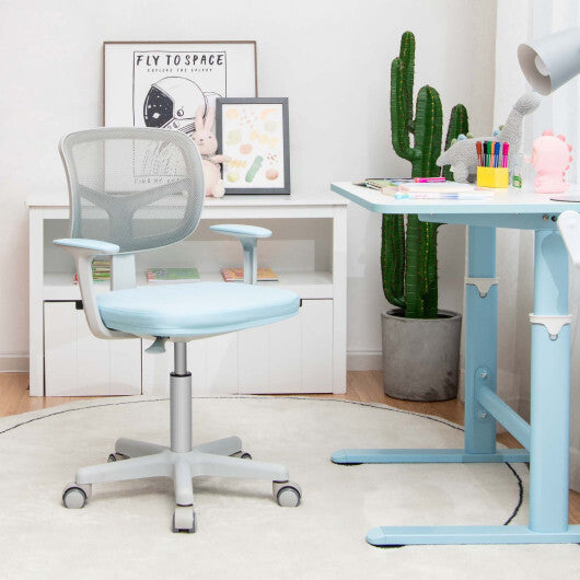 Adjustable Desk Chair with Auto Brake Casters for Kids-Blue W2B
