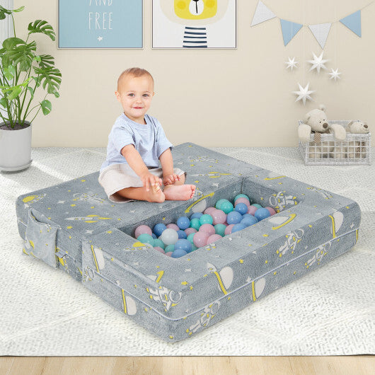 Kids Play Sofa with Ottoman and Removable & Machine Washable Cover-Gray W2B