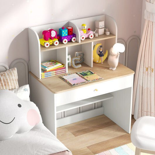 Kids Wooden Study Desk Writing Table with Hutch and Drawer W2B