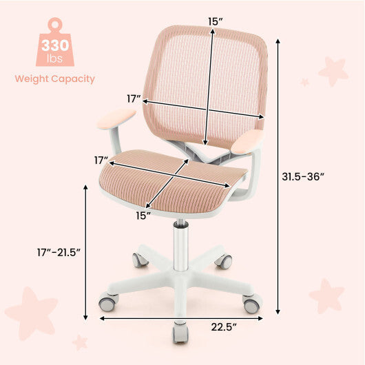 Swivel Mesh Children Computer Chair with Adjustable Height-Blue W2B