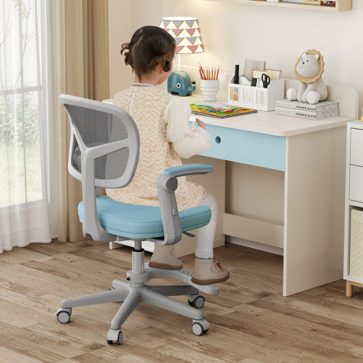Kids Desk Chair Children Study Chair with Adjustable Height Armrest and Footrest-Blue W2B