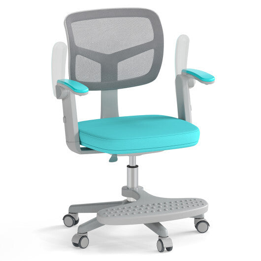 Kids Desk Chair Children Study Chair with Adjustable Height Armrest and Footrest-Blue W2B