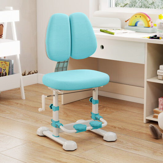 Kids Study Chair with Adjustable Double Backrest and Footrest-Blue W2B