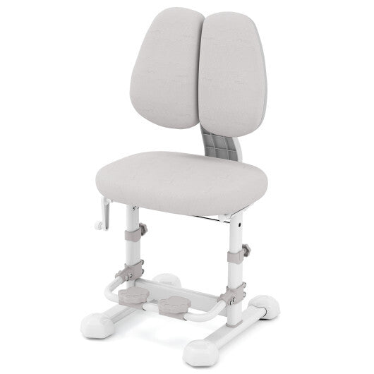 Kids Study Chair with Adjustable Double Backrest and Footrest-Blue W2B