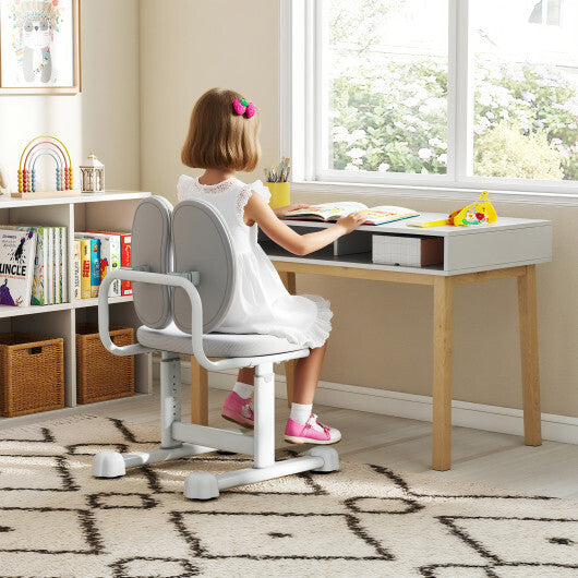 Kids Desk Chair Children Study Chair with Double Back Support and Adjustable Height-Gray W2B