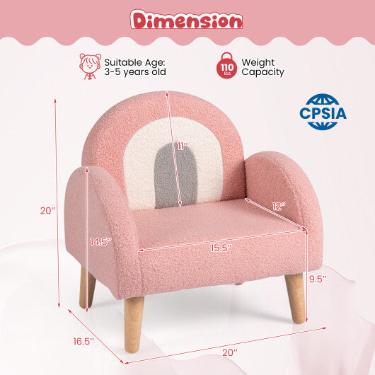 Kids Armchair with Comfy Backrest and Armrests-Pink W2B