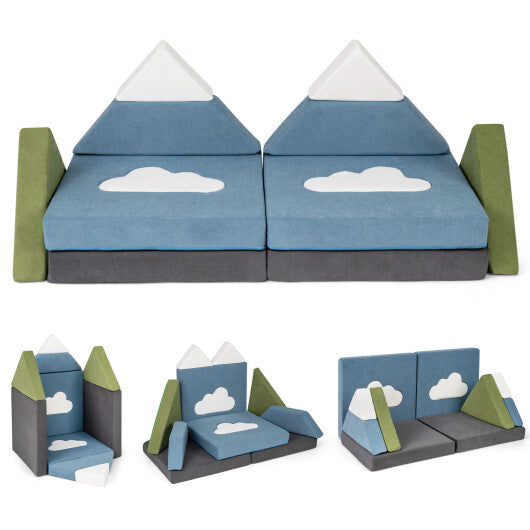 12 Pieces Snow Mountain Theme Toddler Foam Building Fort W2B