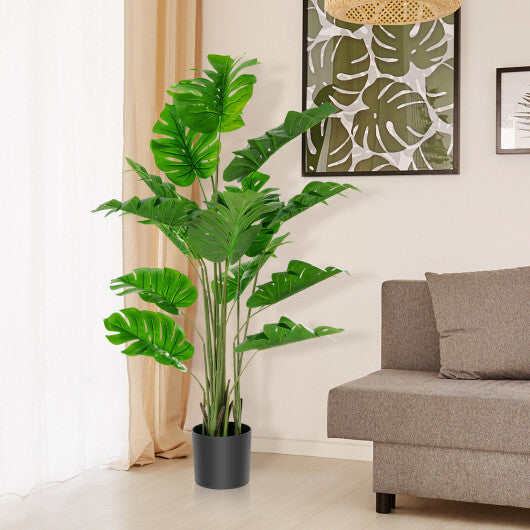 5 Feet Artificial Tree Faux Monstera Deliciosa Plant for Home Indoor and Outdoor W2B