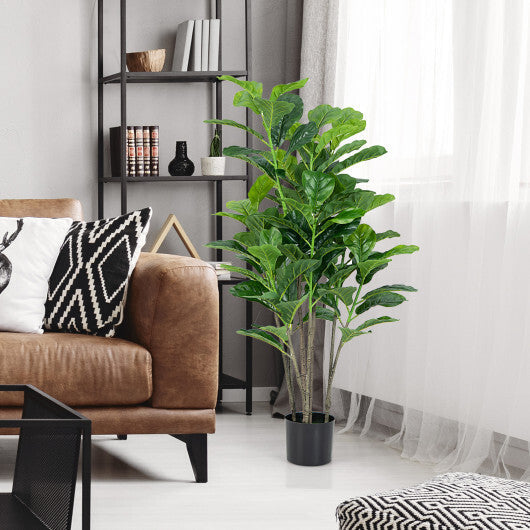 51 Inch 2-Pack Artificial Fiddle Leaf Fig Tree for Indoor and Outdoor W2B