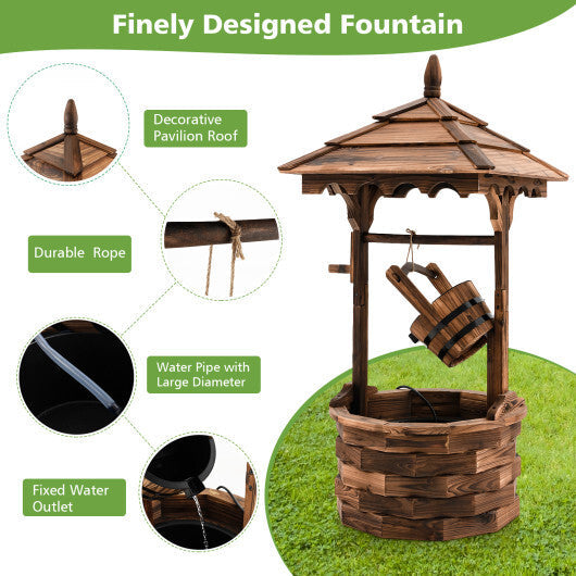Patio Wooden Water Fountain with Electric Pump-Brown W2B