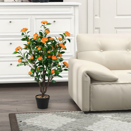 3.3 Feet Artificial Camellia Tree for Indoor and Outdoor W2B