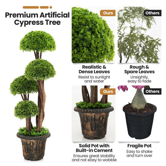 3 Feet Decorative Artificial Cedar Topiary Tree with Rattan Trunk W2B