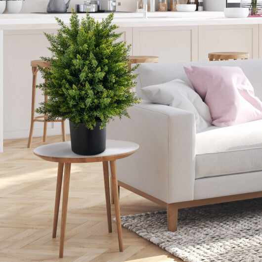 2-Pack Artificial Cedar Topiary Ball Tree with Cement Pot W2B