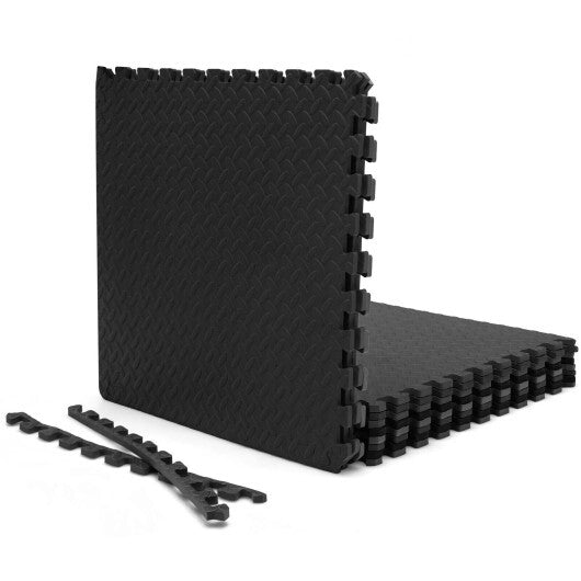 12 Pieces Puzzle Interlocking Flooring Mat with Anti-slip and Waterproof Surface W2B