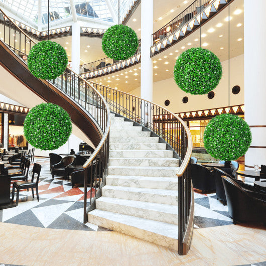 2 PCS Holly Artificial Topiary Balls 19.5 Inch Faux Boxwood Balls W2B