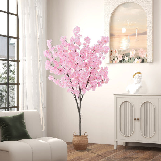 6.5 FT Tall Artificial Cherry Blossom Tree with 900 Pink Flowers W2B