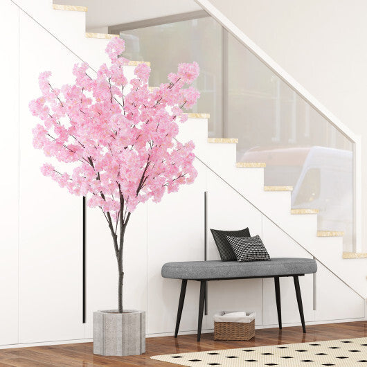 6.5 FT Tall Artificial Cherry Blossom Tree with 900 Pink Flowers W2B