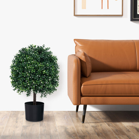 Artificial Boxwood Topiary Ball Tree Faux Bushes Ball Plants with UV Rated Leaves W2B