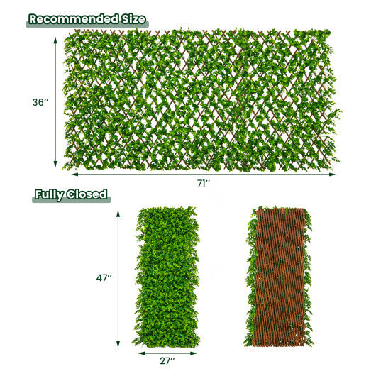 Expandable Fence Privacy Screen with Sun-Protective Artificial Hedge for Balcony Patio W2B