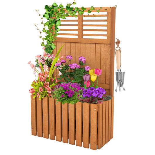 Wooden Raised Garden Bed with Privacy Screen W2B