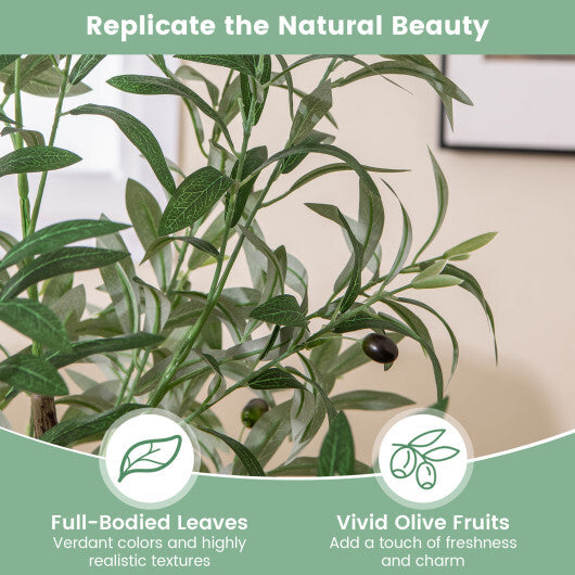 4.5 Feet Tall Artificial Olive Tree Fake Potted Trees with Realistic Fruits-Set of 2 W2B