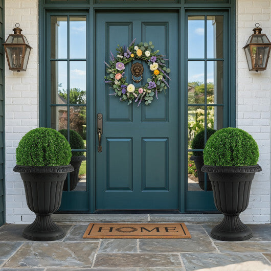 Set of 4 18 inch Tall Vintage Planters with Pedestal Base and Pre-marked Drain Hole-Black W2B
