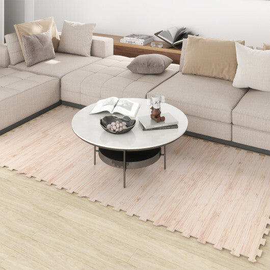 8 Pieces EVA Foam Floor Tiles with Wood Texture W2B