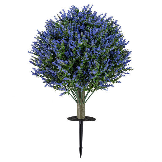 Set of 2 Artificial Lavender Topiary Ball Trees with Ground Spikes W2B